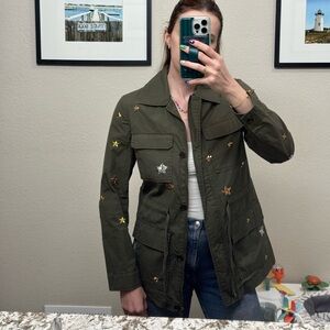 Boston Proper Olive Star-Embellished Utility Jacket